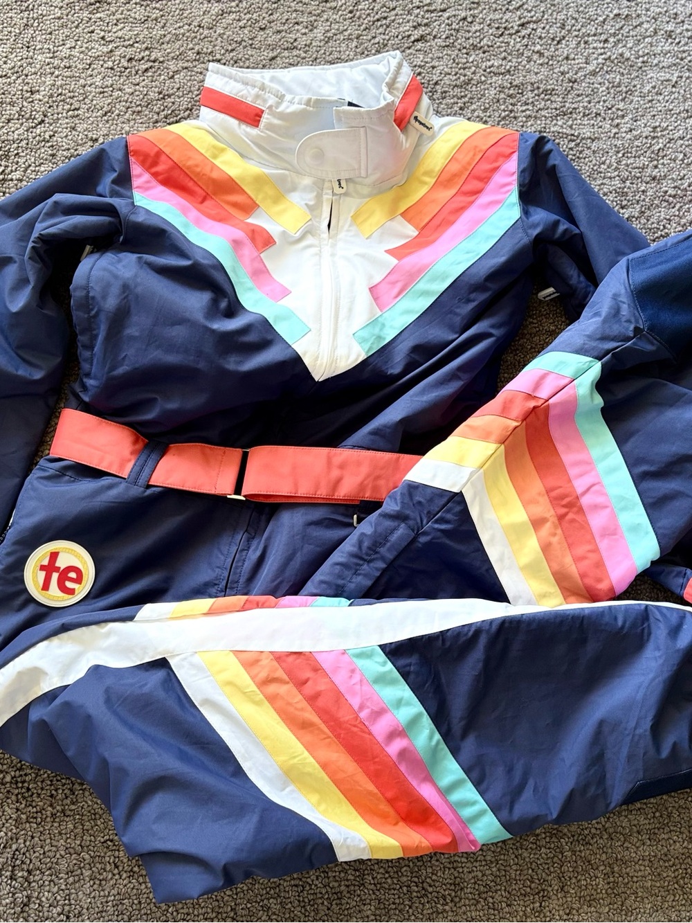 Tipsy Elves Women M Shredder Snowboard Ski suit Rainbow Retro Winter Joy